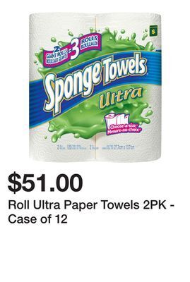 Dollarama Roll ultra paper towels 2pk - case of 12 offer