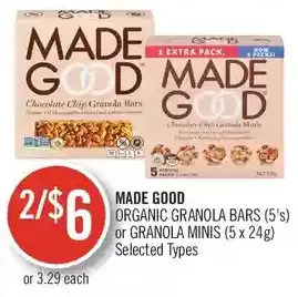 Shoppers Drug Mart Made good organic granola bars or granola minis offer