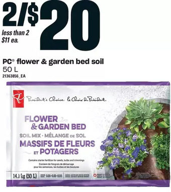 Loblaws Pc flower & garden bed soil offer