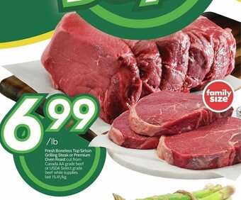 Sobeys Fresh Boneless Top Sirloin Grilling Steak or Premium Oven Roast offer