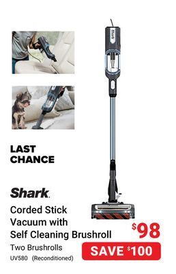 Visions Electronics Shark corded stick vacuum with self cleaning brushroll offer