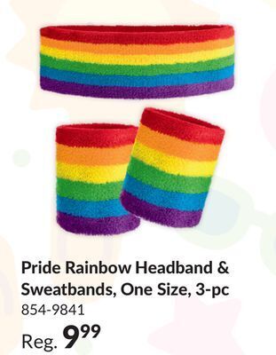 Party City Pride rainbow headband & sweatband set, one size, 3-pc offer