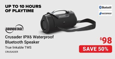 Visions Electronics Soundstage crusader ipx6 waterproof bluetooth speaker offer