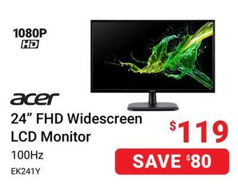 Visions Electronics Acer 24 fhd widescreen lcd monitor offer