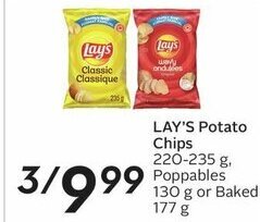 Sobeys LAY'S Potato Chips 220-235 g, Poppables 130 g or Baked 177 g offer