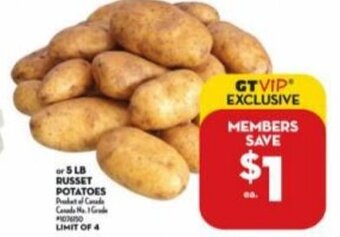 Giant Tiger Russet Potatoes offer