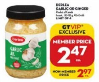 Giant Tiger Derlea Garlic or Ginger offer