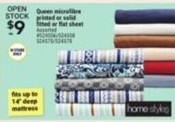 Giant Tiger Queen microfibre printed or solid fitted or flat sheet offer