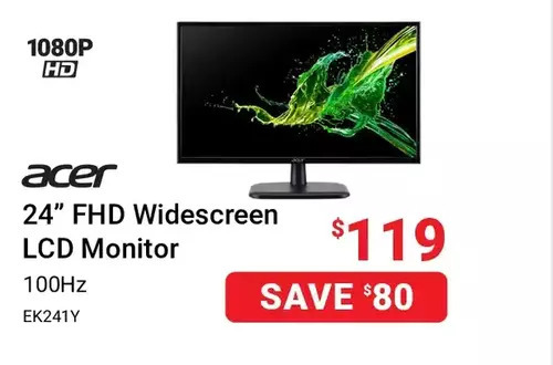 Visions Electronics Acer 24 fhd widescreen lcd monitor 100hz offer