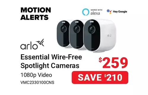 Visions Electronics Arlo essential wire-free spotlight cameras 1080p video offer