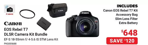 Visions Electronics Canon eos rebel t7 dslr camera kit bundle offer