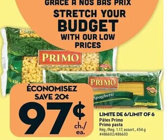 Giant Tiger Primo pasta offer