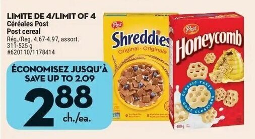 Giant Tiger Post cereal offer