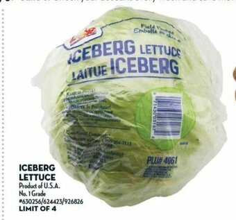 Giant Tiger ICEBERG LETTUCE offer