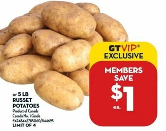 Giant Tiger RUSSET POTATOES offer