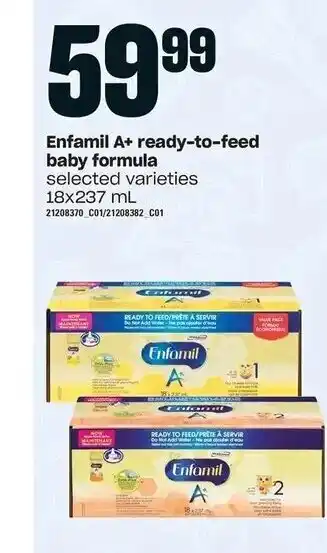 Loblaws Enfamil A+ ready-to-feed baby formula selected varieties 18x237 mL offer