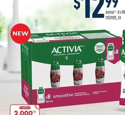Loblaws Activia smoothie 8x190ml offer