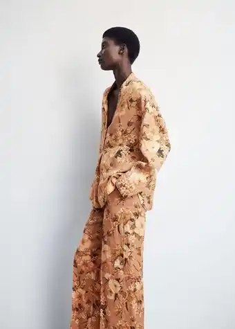 Floral linen-blend blouse
