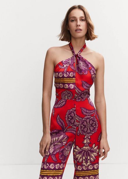 Mango Satin halter neck jumpsuit offer