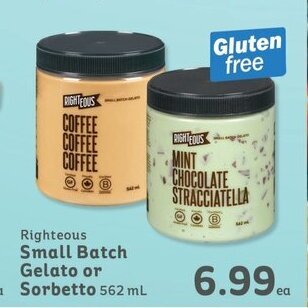 IGA Righteous Small Batch Gelato or Sorbetto 562 mL offer