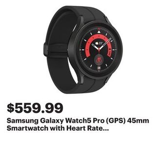 Best Buy Samsung galaxy watch5 pro (gps) 45mm smartwatch with heart rate monitor - black offer