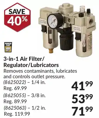 Princess Auto Power fist 3-in-1 air filter/regulator/lubricator 1/4 in. | 3/8 in. | 1/2 in. offer