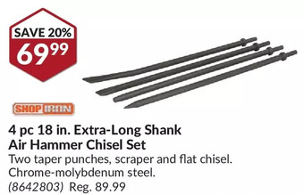 Princess Auto Shopiron 4 pc 18 in. extra-long shank air hammer chisel set offer