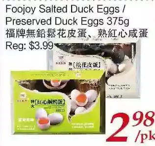 Tone Tai Supermarket Foojoy salted duck eggs/preserved duck eggs offer