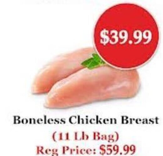 Atiya's Fresh Farm Boneless Chicken Breast (11 Lb Bag) offer