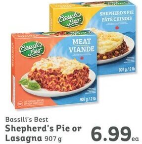 IGA Bassili's Best Shepherd's Pie or Lasagna 907g offer