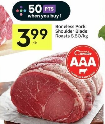 IGA Boneless Pork Shoulder Blade Roasts 8.80/kg offer