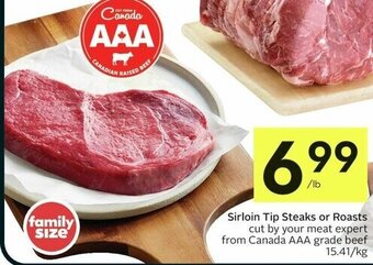 IGA Sirloin Tip Steaks or Roasts offer