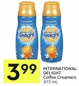 IGA INTERNATIONAL DELIGHT Coffee Creamers 473 ML offer