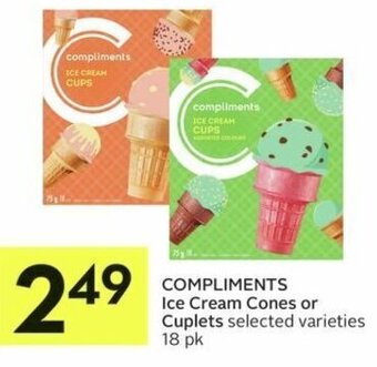 IGA COMPLIMENTS Ice Cream Cones or Cuplets selected varieties 18 pk offer