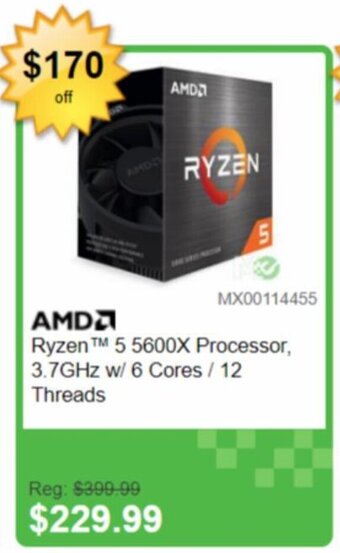 Memory Express AMD Ryzen ™M 5 5600X Processor, 3.7GHz w/ 6 Cores / 12 Threads offer