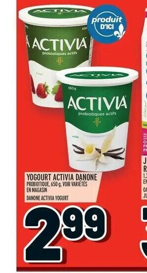 Metro Yogourt Activia Danone offer