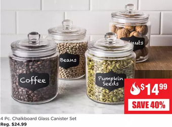 Kitchen Stuff Plus 4 pc. chalkboard glass canister set offer