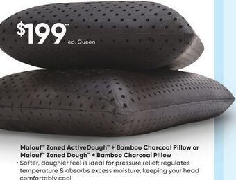 Sleep Country Malouf zoned activedough + bamboo charcoal pillow or malouf zoned dough + bamboo charcoal pillow offer