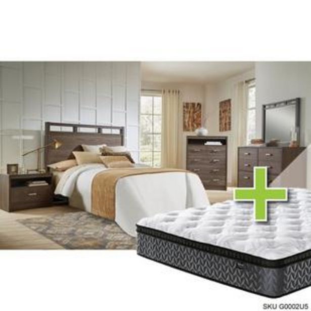 Aaron's Tobak ii 5 - piece queen bedroom set w/ 12 highland premium pillow top plush memory foam mattress, foundation, & cases offer