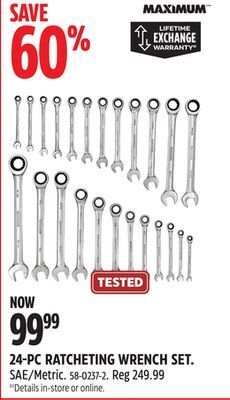 Canadian Tire Maximum 24-pc ratcheting wrench set offer