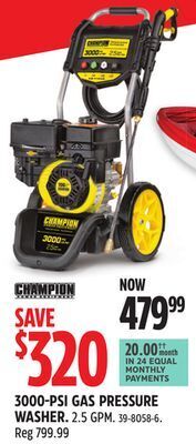 Canadian Tire Champion 3000 psi gas pressure washer offer