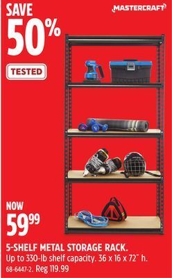 Canadian Tire Mastercraft 5-shelf metal storage rack offer