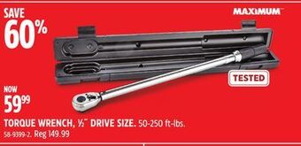 Canadian Tire Maximum torque wrench, 1/2 drive size offer
