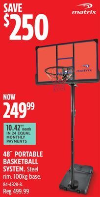 Canadian Tire Matrix 48 portable basketball system offer