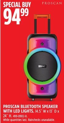 Canadian Tire Proscan bluetooth speaker with led lights offer