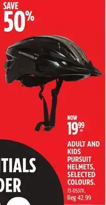 Canadian Tire Supercycle adult and kids pursuit helmets, selected colours offer