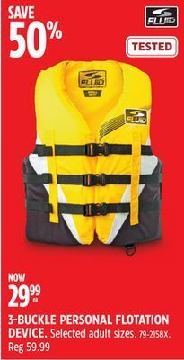 Canadian Tire Fluid 3-buckle personal flotation device offer