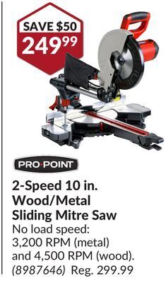 Princess Auto 2-speed 10 in. wood/metal sliding mitre saw offer