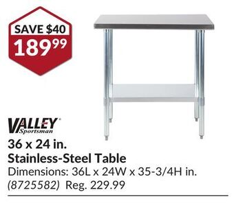 Princess Auto 36 x 24 in. stainless-steel table offer