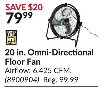 Princess Auto 20 in. omni-directional floor fan offer
